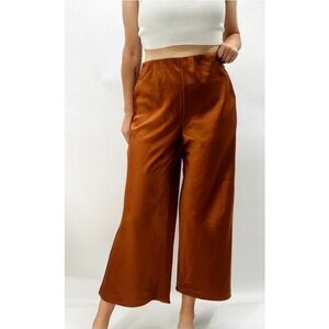 Joie Satin Wide Leg Cropped Pants Pull On Light Rust Womens Size 10 New